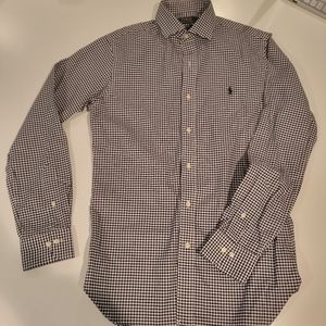 Polo Ralph Lauren Button Up Youth Size 15 1/2 34/35 black white